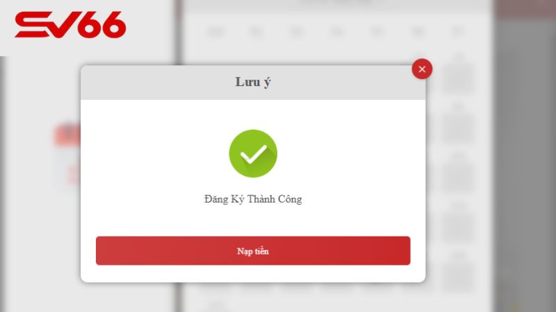 Bấm đăng ký ngay để hoàn tất việc tạo tài khoản SV66