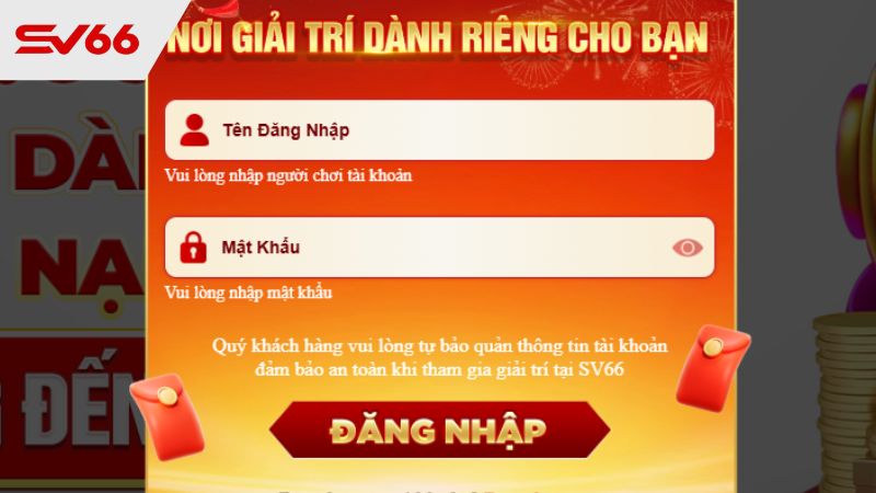 Điền thông tin đăng nhập tại SV66