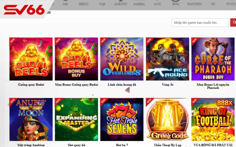 Một số trò chơi được nổ hũ tại SV66