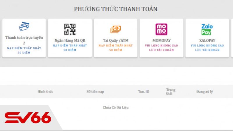 Nạp tiền bằng hình thức trực tuyến