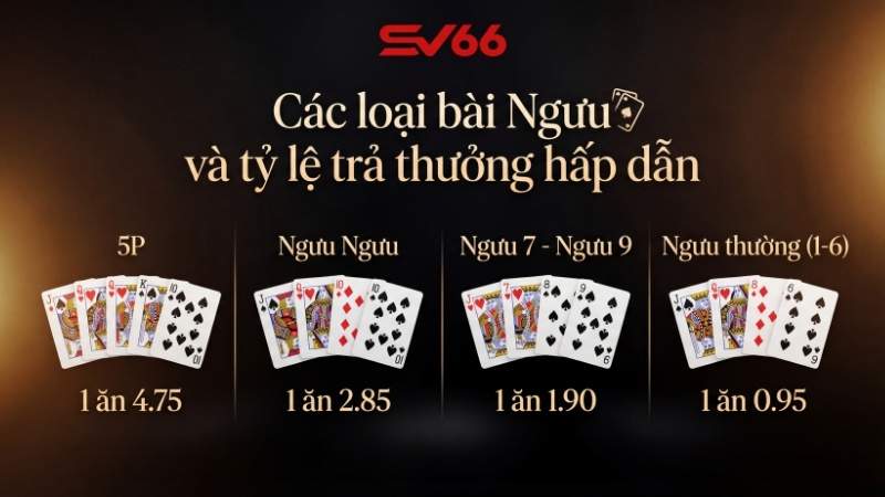 Các loại bài Ngưu và tỷ lệ trả thưởng hấp dẫn