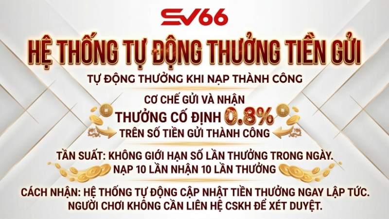 Hệ thống tự động cộng thưởng ngay khi nạp tiền thành công